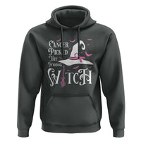 Breast Cancer Awareness Hoodie Cancer Picked The Wrong Witch Hat Broom Bat Pink Ribbon - Wonder Print Shop