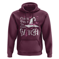Breast Cancer Awareness Hoodie Cancer Picked The Wrong Witch Hat Broom Bat Pink Ribbon - Wonder Print Shop
