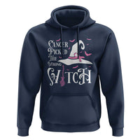 Breast Cancer Awareness Hoodie Cancer Picked The Wrong Witch Hat Broom Bat Pink Ribbon - Wonder Print Shop