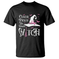 Breast Cancer Awareness T Shirt Cancer Picked The Wrong Witch Hat Broom Bat Pink Ribbon - Wonder Print Shop
