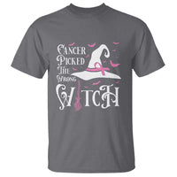 Breast Cancer Awareness T Shirt Cancer Picked The Wrong Witch Hat Broom Bat Pink Ribbon - Wonder Print Shop