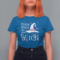 Breast Cancer Awareness T Shirt For Women Cancer Picked The Wrong Witch Hat Broom Bat Pink Ribbon - Wonder Print Shop