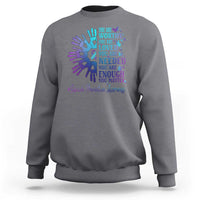 Suicide Prevention Awareness Sweatshirt You Are Worthy You Are Loved You Are Needed You Are Enough Hand Butterfly - Wonder Print Shop