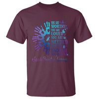 Suicide Prevention Awareness T Shirt You Are Worthy You Are Loved You Are Needed You Are Enough Hand Butterfly - Wonder Print Shop