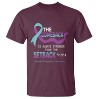 Suicide Prevention Awareness T Shirt The Comeback Is Always Stronger Than The Setback Heartbeat - Wonder Print Shop