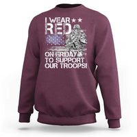 RED Fridays Sweatshirt I Wear Red On Friday To Support Our Troops Military American Flag - Wonder Print Shop