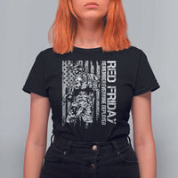 RED Friday T Shirt For Women Remember Everyone Deployed Military American Flag - Wonder Print Shop