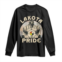 Native American Long Sleeve Shirt Lakota Pride Medicine Wheel Cow Skull - Wonder Print Shop