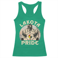 Native American Racerback Tank Top Lakota Pride Medicine Wheel Cow Skull - Wonder Print Shop