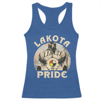 Native American Racerback Tank Top Lakota Pride Medicine Wheel Cow Skull - Wonder Print Shop