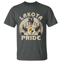 Native American T Shirt Lakota Pride Medicine Wheel Cow Skull - Wonder Print Shop