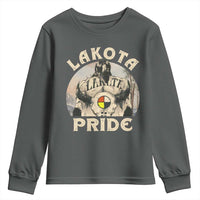 Native American Youth Sweatshirt Lakota Pride Medicine Wheel Cow Skull - Wonder Print Shop