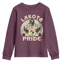 Native American Youth Sweatshirt Lakota Pride Medicine Wheel Cow Skull - Wonder Print Shop