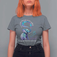 Suicide Prevention Awareness T Shirt For Women In A World Where You Can Be Anything Be Kind Elephant - Wonder Print Shop