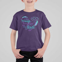 Suicide Prevention Awareness T Shirt For Kid His Wings Were Ready But My Heart Was Not Feathers - Wonder Print Shop