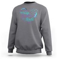 Suicide Prevention Awareness Sweatshirt His Wings Were Ready But My Heart Was Not Feathers - Wonder Print Shop