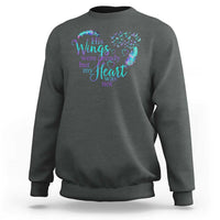 Suicide Prevention Awareness Sweatshirt His Wings Were Ready But My Heart Was Not Feathers - Wonder Print Shop