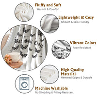 Funny Halloween Bat Shit Crazy Throw Blanket Horror Gothic Coquette Bat - Wonder Print Shop