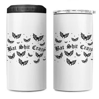 Funny Halloween Bat Shit Crazy 4 in 1 Can Cooler Tumbler Horror Gothic Coquette Bat - Wonder Print Shop