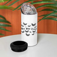 Funny Halloween Bat Shit Crazy 4 in 1 Can Cooler Tumbler Horror Gothic Coquette Bat - Wonder Print Shop