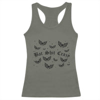 Funny Halloween Bat Shit Crazy Racerback Tank Top Horror Gothic Coquette Bat - Wonder Print Shop