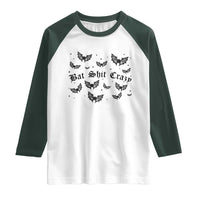 Funny Halloween Bat Shit Crazy Raglan Shirt Horror Gothic Coquette Bat - Wonder Print Shop