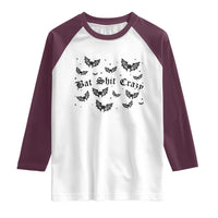 Funny Halloween Bat Shit Crazy Raglan Shirt Horror Gothic Coquette Bat - Wonder Print Shop