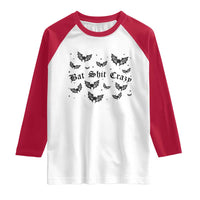 Funny Halloween Bat Shit Crazy Raglan Shirt Horror Gothic Coquette Bat - Wonder Print Shop