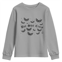 Funny Halloween Bat Shit Crazy Youth Sweatshirt Horror Gothic Coquette Bat - Wonder Print Shop