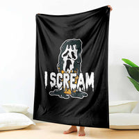 Funny Halloween Ghost Horror Face Throw Blanket I Scream Ice Cream Slasher Pun - Wonder Print Shop