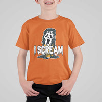Funny Halloween Ghost Horror Face T Shirt For Kid I Scream Ice Cream Slasher Pun - Wonder Print Shop