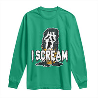 Funny Halloween Ghost Horror Face Long Sleeve Shirt I Scream Ice Cream Slasher Pun - Wonder Print Shop