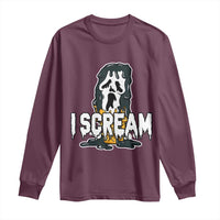 Funny Halloween Ghost Horror Face Long Sleeve Shirt I Scream Ice Cream Slasher Pun - Wonder Print Shop