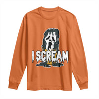 Funny Halloween Ghost Horror Face Long Sleeve Shirt I Scream Ice Cream Slasher Pun - Wonder Print Shop