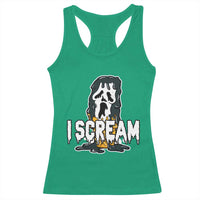 Funny Halloween Ghost Horror Face Racerback Tank Top I Scream Ice Cream Slasher Pun - Wonder Print Shop