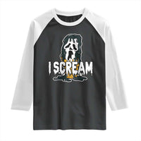 Funny Halloween Ghost Horror Face Raglan Shirt I Scream Ice Cream Slasher Pun - Wonder Print Shop