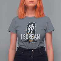 Funny Halloween Ghost Horror Face T Shirt For Women I Scream Ice Cream Slasher Pun - Wonder Print Shop