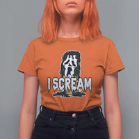 Funny Halloween Ghost Horror Face T Shirt For Women I Scream Ice Cream Slasher Pun - Wonder Print Shop