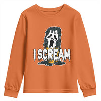 Funny Halloween Ghost Horror Face Youth Sweatshirt I Scream Ice Cream Slasher Pun - Wonder Print Shop