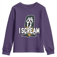 Funny Halloween Ghost Horror Face Youth Sweatshirt I Scream Ice Cream Slasher Pun - Wonder Print Shop