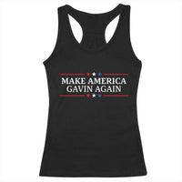 Make America Gavin Again Racerback Tank Top Gavin Newsom Support Stars And Stripes - Wonder Print Shop