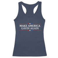 Make America Gavin Again Racerback Tank Top Gavin Newsom Support Stars And Stripes - Wonder Print Shop