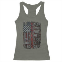 Veterans Valor Service Patriot Hero Sacrifice Courage Honor Racerback Tank Top American Flag - Wonder Print Shop
