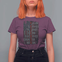 Veterans Valor Service Patriot Hero Sacrifice Courage Honor T Shirt For Women American Flag - Wonder Print Shop