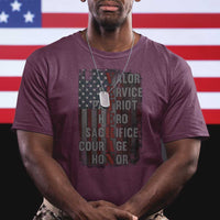 Veterans Valor Service Patriot Hero Sacrifice Courage Honor T Shirt American Flag - Wonder Print Shop