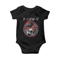 Funny F Caw F Viking Crow Baby Onesie Vegvisir Black Bird Gothic Skull Adult Humor - Wonder Print Shop