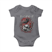 Funny F Caw F Viking Crow Baby Onesie Vegvisir Black Bird Gothic Skull Adult Humor - Wonder Print Shop