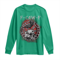 Funny F Caw F Viking Crow Long Sleeve Shirt Vegvisir Black Bird Gothic Skull Adult Humor - Wonder Print Shop