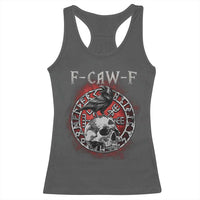 Funny F Caw F Viking Crow Racerback Tank Top Vegvisir Black Bird Gothic Skull Adult Humor - Wonder Print Shop