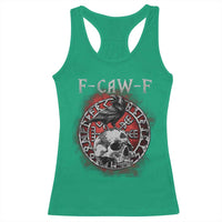 Funny F Caw F Viking Crow Racerback Tank Top Vegvisir Black Bird Gothic Skull Adult Humor - Wonder Print Shop